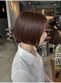 柔らか暖色カラー×切りっぱなしボブ