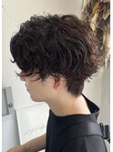 メンズパーマ　ナチュラル　シャドウ　ミディアム