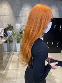 ダブルカラー/オレンジ/前髪カタログ