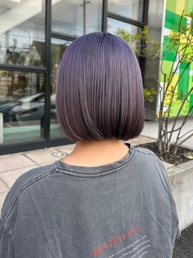 ヘアーアンドエステ ハラダ 滝ノ水店(Hair&Esthe Harada) ブリーチカラー/パープルカラー/切りっぱなしボブ