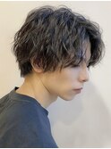 大分メンズセンターパート刈り上げツイストスパイラルパーマ