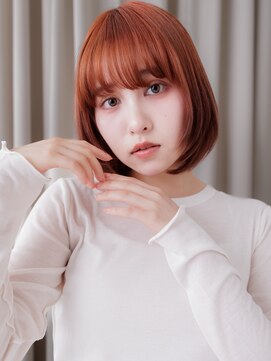 カバーヘア 上尾西口店(COVER HAIR) ペールオレンジ姫カットレイヤースタイル丸みボブZ上尾10代20代