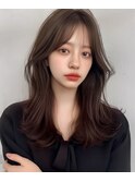 韓国風大人っぽミディアムレイヤーカット/暗髪ブラウン