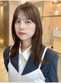 ミディアム/レイヤーカット/顔周りカット/透明感カラー