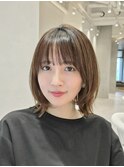 表参道酸性ストレートミディアムボブ髪質改善アッシュグレー30代