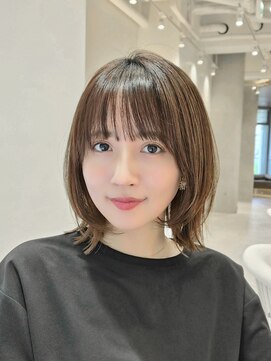 ソワネ 表参道(soigne) 表参道酸性ストレートミディアムボブ髪質改善アッシュグレー30代