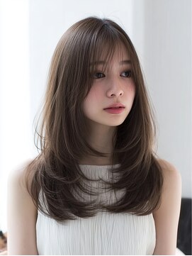 ダル 渋谷/表参道(DAL.) 顔周りカットハッシュカットダークブラウンワンホンレイヤー韓国