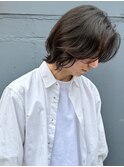 メンズボブウルフロングレイヤーニュアンスパーマワックスなし