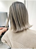 外国人風ハイライトバレイヤージュ白髪ぼかし グレージュT121