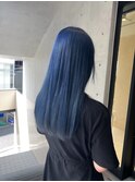 ブリーチあり 艶髪 ネイビーブルー