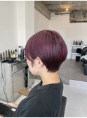 ショートボブ×ピンクラベンダー