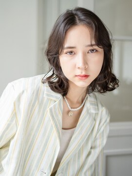 ロンド ボーイ 表参道(Lond BOY) ウェーブミディアム×顔周りレイヤーカット韓国ボブ[表参道]