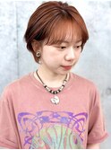 ピンクオレンジ可愛いショートヘア耳掛けショートくびれショート