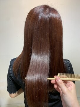 髪質改善カラー　ピンクブラウン　ツヤカラー