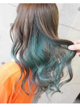 ヘアテリア リュウ 大塚(hair teria ryu) インナーカラー×ターコイズグリーン/ブリーチ1～2回ベース