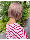 ベージュピンク_ベビーピンク_ミルクティーピンク_ ボブショート