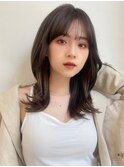 韓国風リバースカール　レイヤーカット　オリーブベージュ