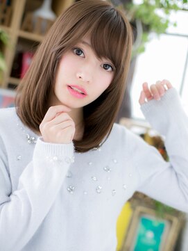 カバーヘア イヴ 戸頭店(COVER HAIR EVE) ココアベージュ斜めバング小顔ワンカールロブc5戸頭20代30代40代