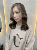 ホワイトグレージュミニウルフチェリーブラウンデジタルパーマ