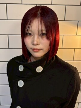 ベレーザ 渋谷(BELEZA) 17343黒髪バーガンディチェリーレッドレイヤーショートボブ