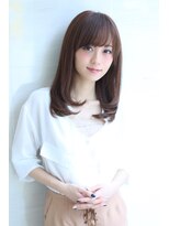 オーロ 宝塚店(ORO)&nbsp;ネイビーカラーの大人かわいいブランジュ小顔くびれセミディ