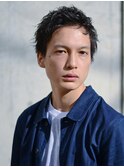 ビジネス刈り上げワイルドアップバングピンパーマナチュラル短髪