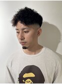スパイキーショートツイストスパイラルパーマフェードカット