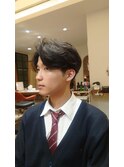 韓国マッシュセンターパートダウンパーマニュアンスパーマ