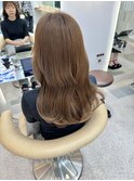 ヘーゼルベージュ ダブルカラー ブリーチなし イメチェン 前髪