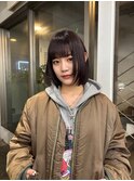 ココアブラウンのボブウルフ