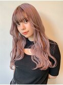 ピンクベージュ/ハイトーン/ゆるふわウェーブ