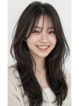 ヘアーエボリューション ツヤブラウン×やわらかくびれレイヤーロング