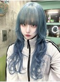 ミルクティーブロンドニュアンスウルフワンホンレイヤー渋谷