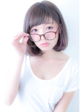 ブルーフェーセス 表参道(blue faces) 『bluefaces』プラチナメルティカラーボブ パープルハイライト