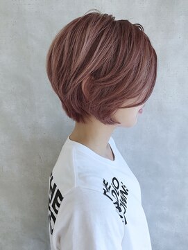 ムウ 難波(MOU) ハッシュカットフルバング似合わせカットレッドブラウン20代30代
