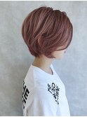ハッシュカットフルバング似合わせカットレッドブラウン20代30代