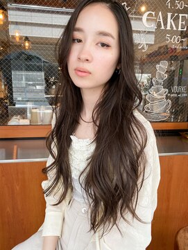 ルービック 難波(Rubik's) ブリーチなし暗髪透明感カラー/ゆるふわデジタルパーマ