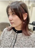 ピンクのインナーカラー&ミディアムレイヤー @20代30代40代