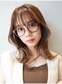 ロングレイヤー/顔まわりカット透明感オリーブグレージュカラー