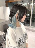 ウルフカット×インナーカラーブルー×推しカラー☆10