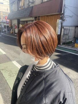 ハイレート ウニクス川越店(Hairate) [Ikeda]ショートボブ×オレンジカラー