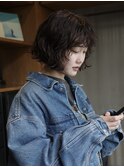 【眞下秋歩】ボブニュアンスパーマ　スパイラルパーマ　前髪あり