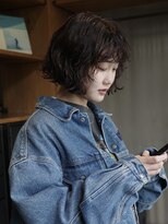 ネロ ヘアサロン 渋谷(NERO HAIR SALON)&nbsp;ミニボブ/大きめパーマ/グレージュ/前髪あり【眞下秋歩】