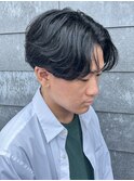 メンズマッシュセンターパートスパイラルパーマニュアンスパーマ