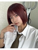 ドォート(Dote hair make)&nbsp;ワインレッドのボブスタイル　　大人ガーリー