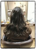 艶グレージュブラウン＋ロングゆるウェーブ