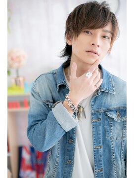 ミック 日暮里店(miq) 目力UP!の斜めバングメッシュカラーネオウルフb1