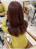 クワンクヘア 韓国風くびれ レイヤー チェリーブラウン
