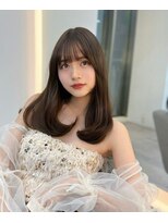 黒髪韓国ヘアくびれ前髪アンブレラカラーこなれミディイメチェン