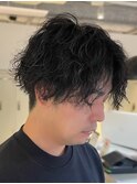 ツイストスパイラルパーマメンズツーブロック辻堂